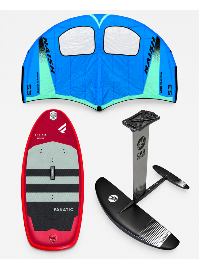 Fanatic Sky Air Premium 5’10 150L + Cabrinha X1600 Foil + Naish Wingsurfer 5.3