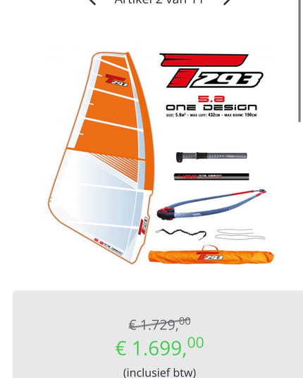 Bic Techno One Design 6.8 Compleet tuigage
