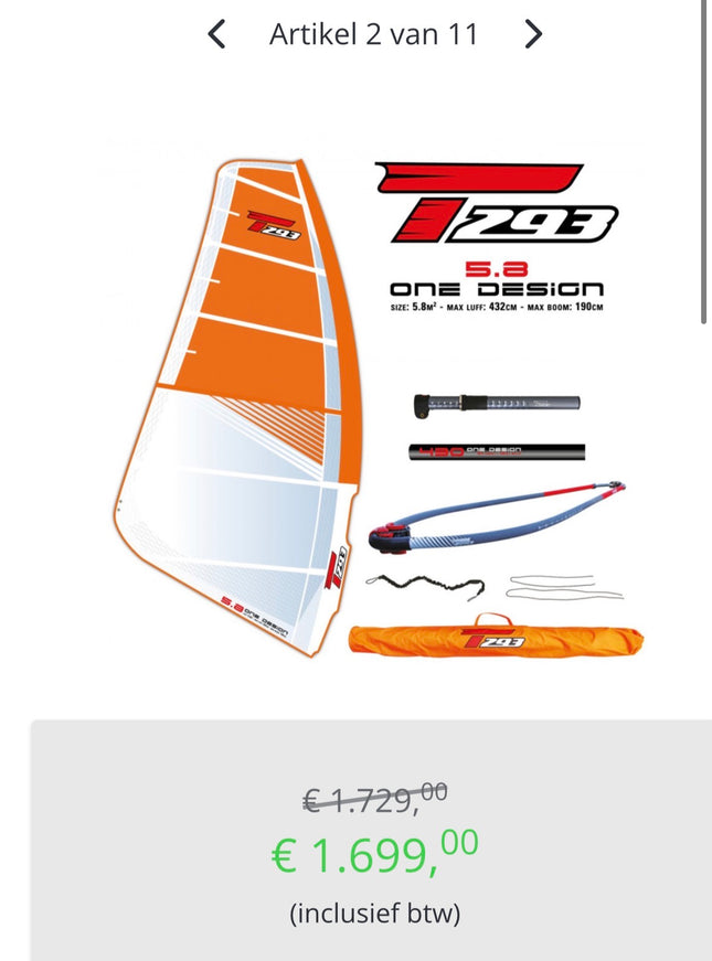 Bic Techno One Design 6.8 Compleet tuigage