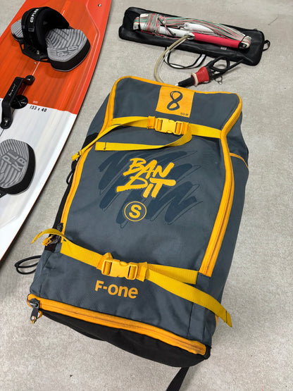 (Gereserveerd) F-One Bandit S 8m + PLKB Patrol 133x40 + F-One Bar