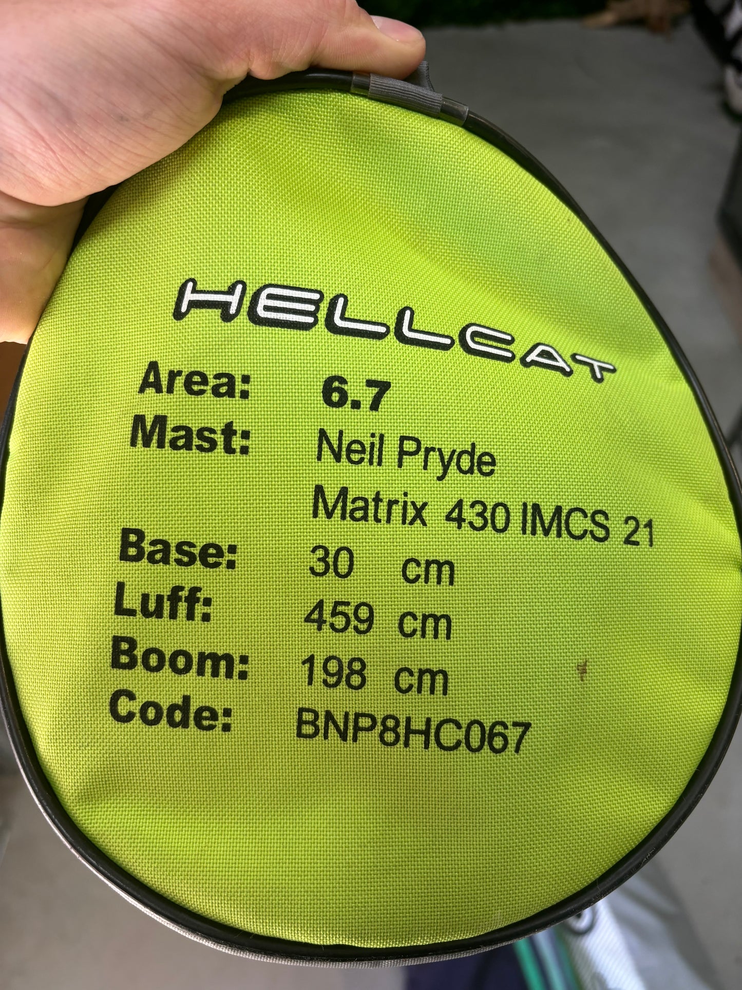 Neilpryde Hellcat 6.7 + Neilpryde X6 Mast 430 SDM C80